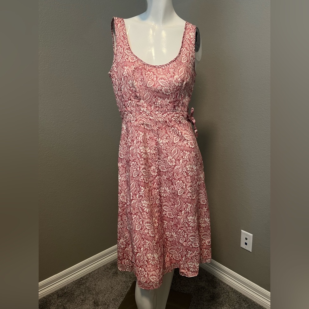 J. CREW Women’s Pink and White Floral Sleeveless Cotton Midi Dress Size 8